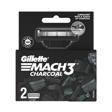 Gillette Razor Mach 3 Charcoal Set Of 2 Cartridges